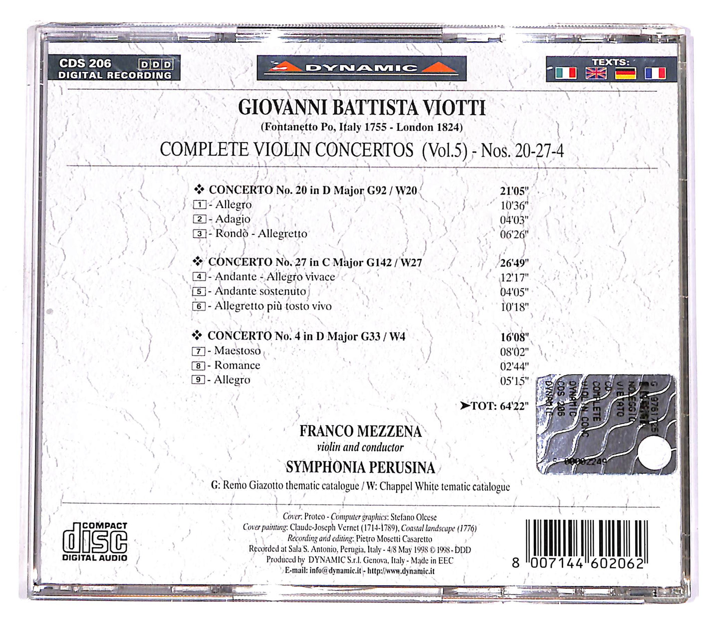 EBOND G. B. Viotti - Complete Violin Concertos Nos. 20, 27, 4 Vol.5 CD CD058928