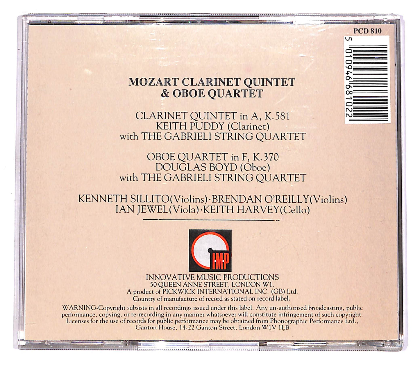 EBOND Mozart - Clarinet Quintet & Oboe Quartet CD CD058931