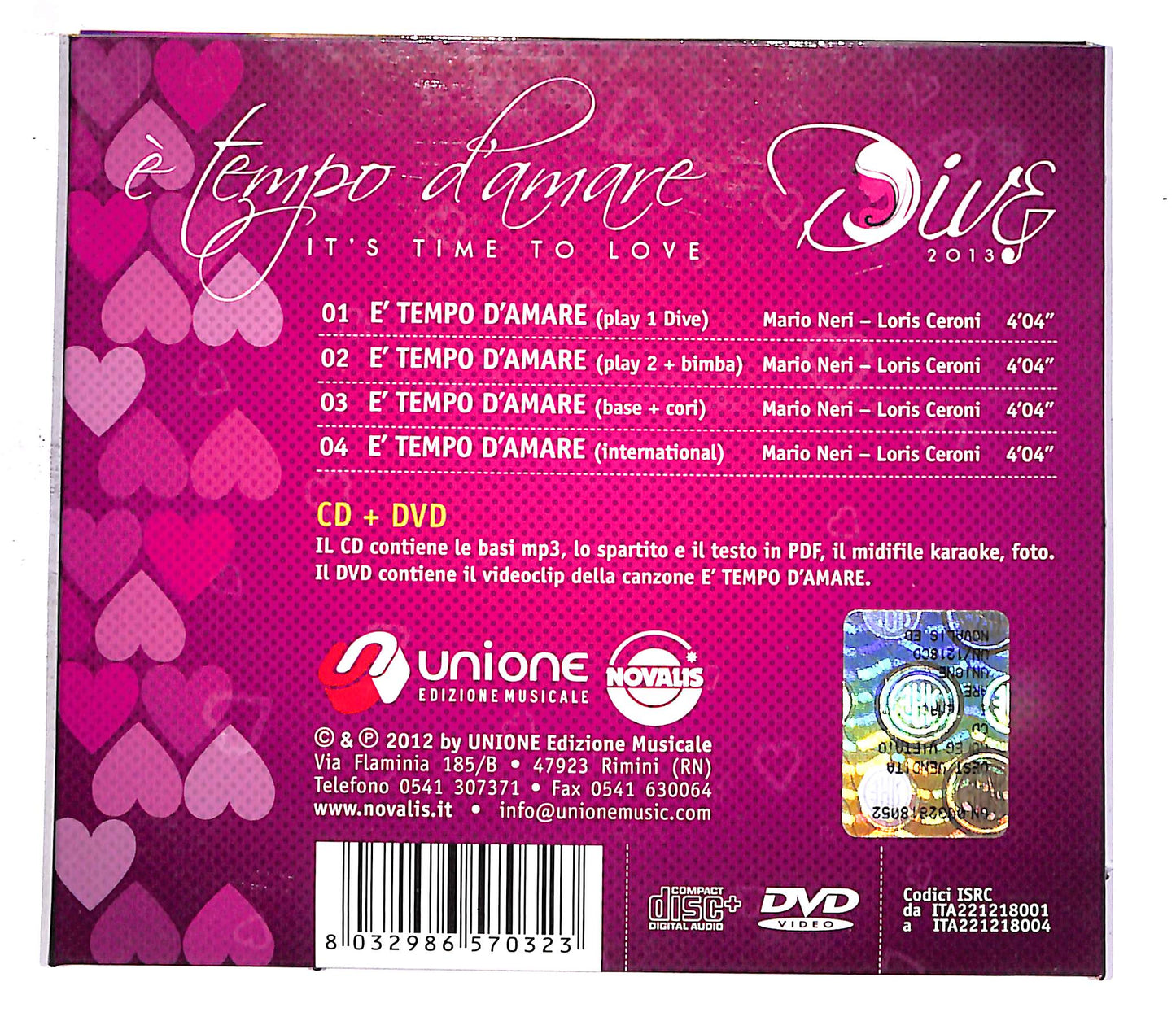 EBOND Dive - E' Tempo D'Amare - It's Time To Love (CD + DVD) CD058962
