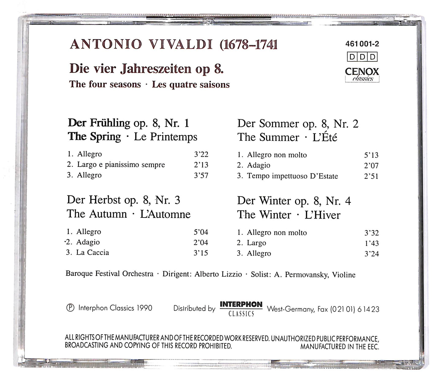 EBOND Antonio Vivaldi - The Four Seasons EDITORIALE CD CD059012