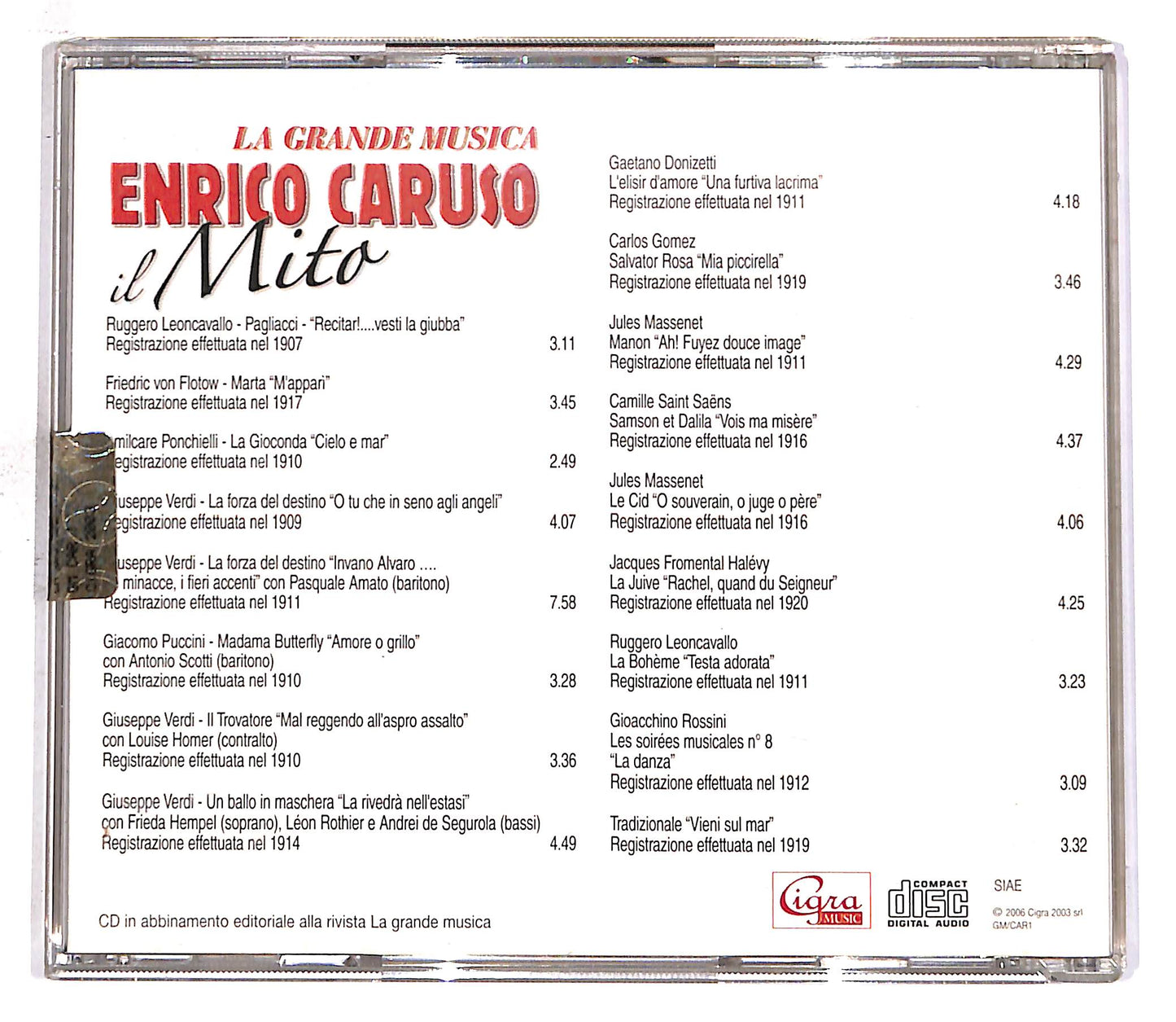 EBOND Enrico Caruso Il Mito - La Grande Musica EDITORIALE CD CD059649