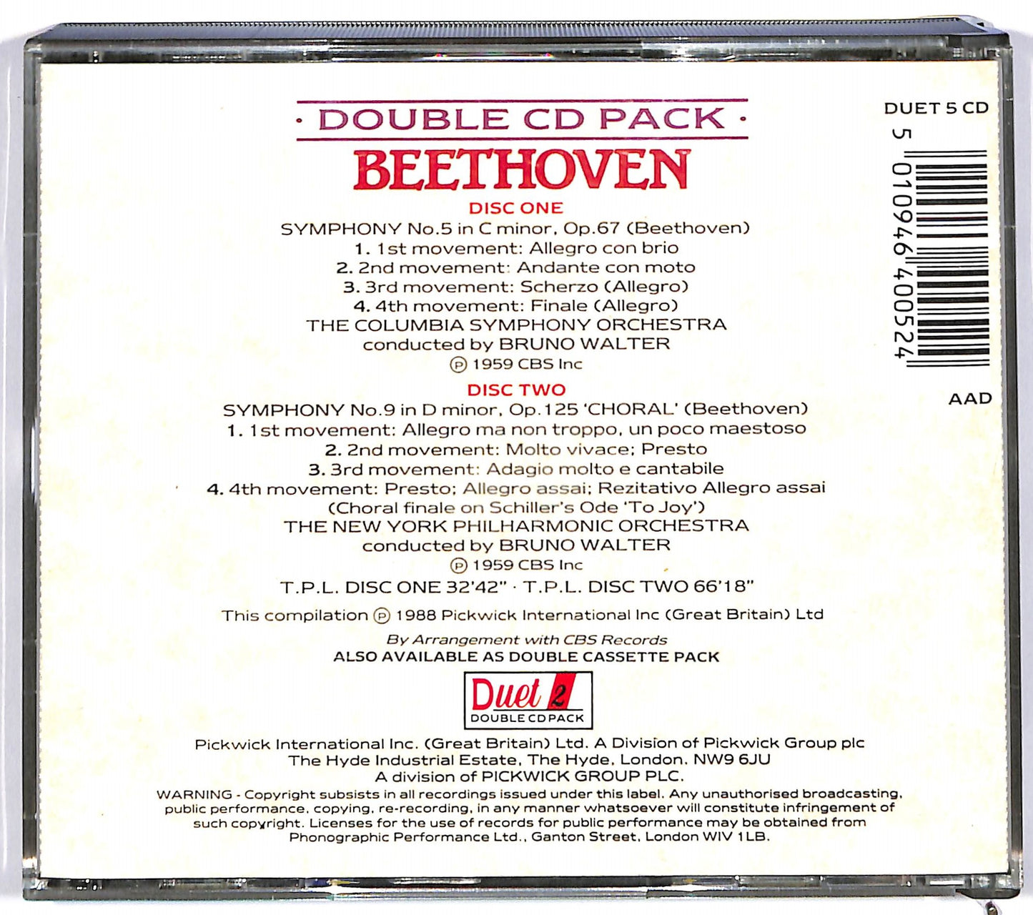 EBOND Beethoven - Symphony No. 5 Symphony No. 9 CD CD059931