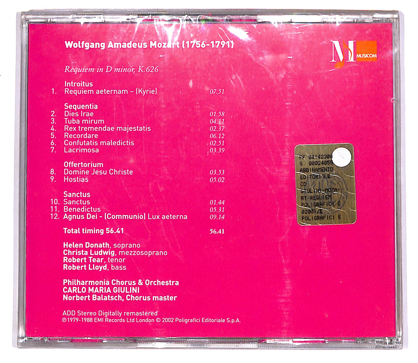 EBOND Mozart Requiem Philharmonia Orchestra EDITORIALE CD CD060639