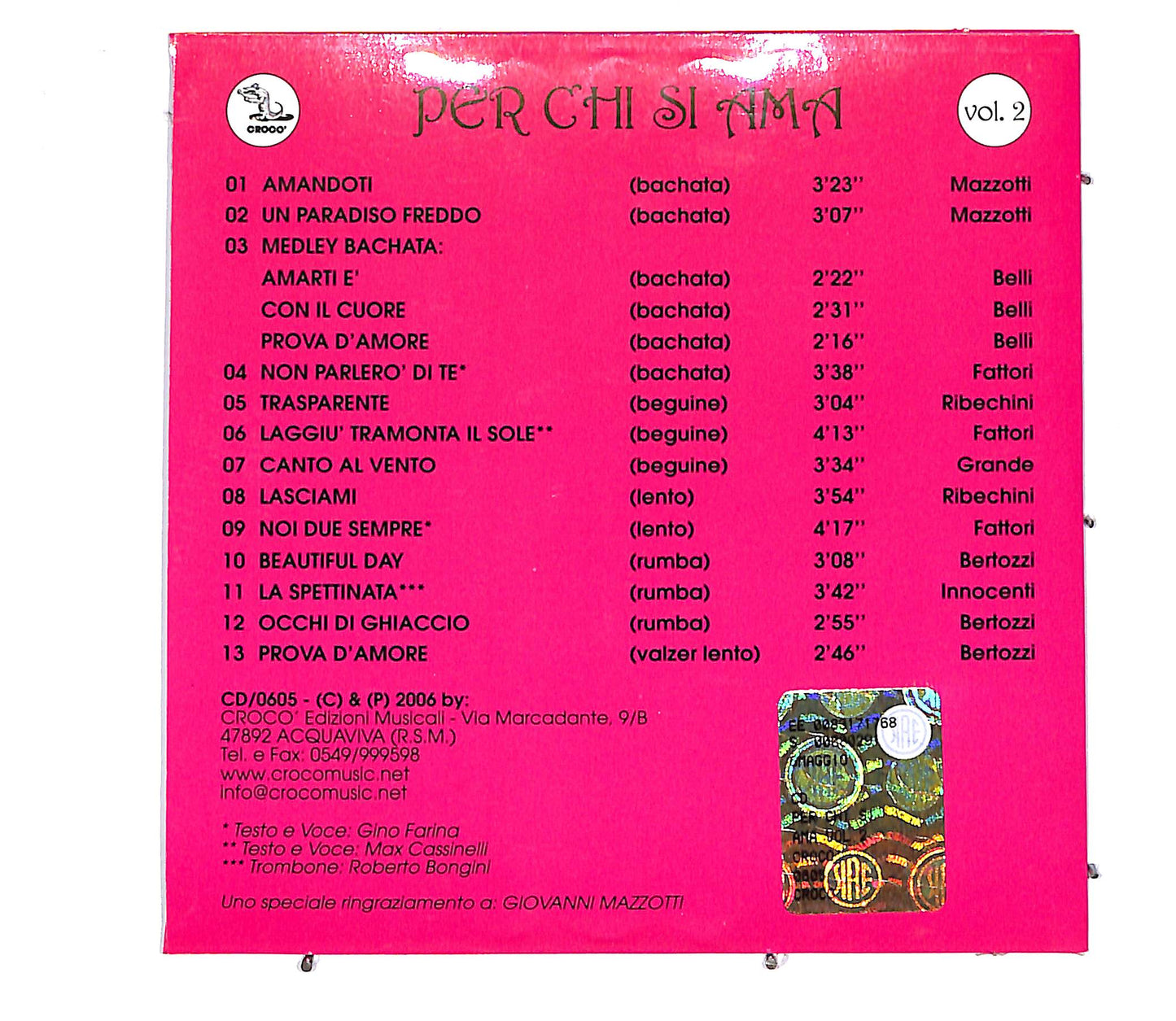 EBOND Various - Per Chi Si Ama Vol. 2 PROMO CD CD060770