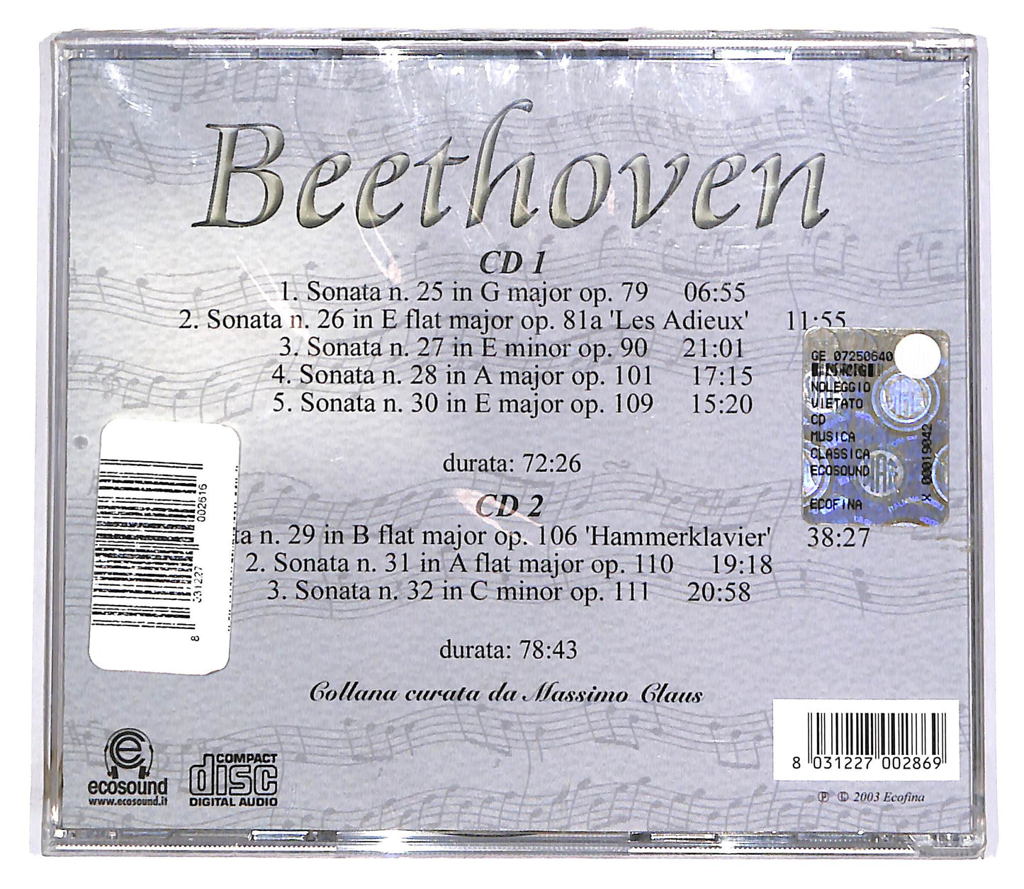 EBOND Beethoven - Le 32 Sonate Per Pianoforte Vol.4 (2 dischi) CD CD060912
