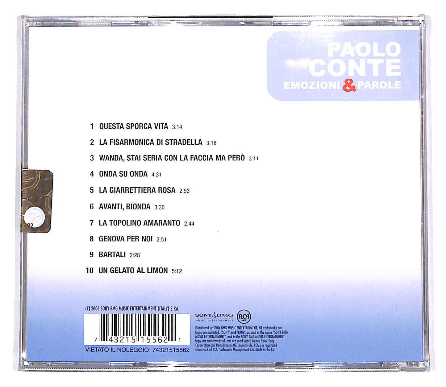 EBOND Paolo Conte - Emozioni & Parole CD CD060923