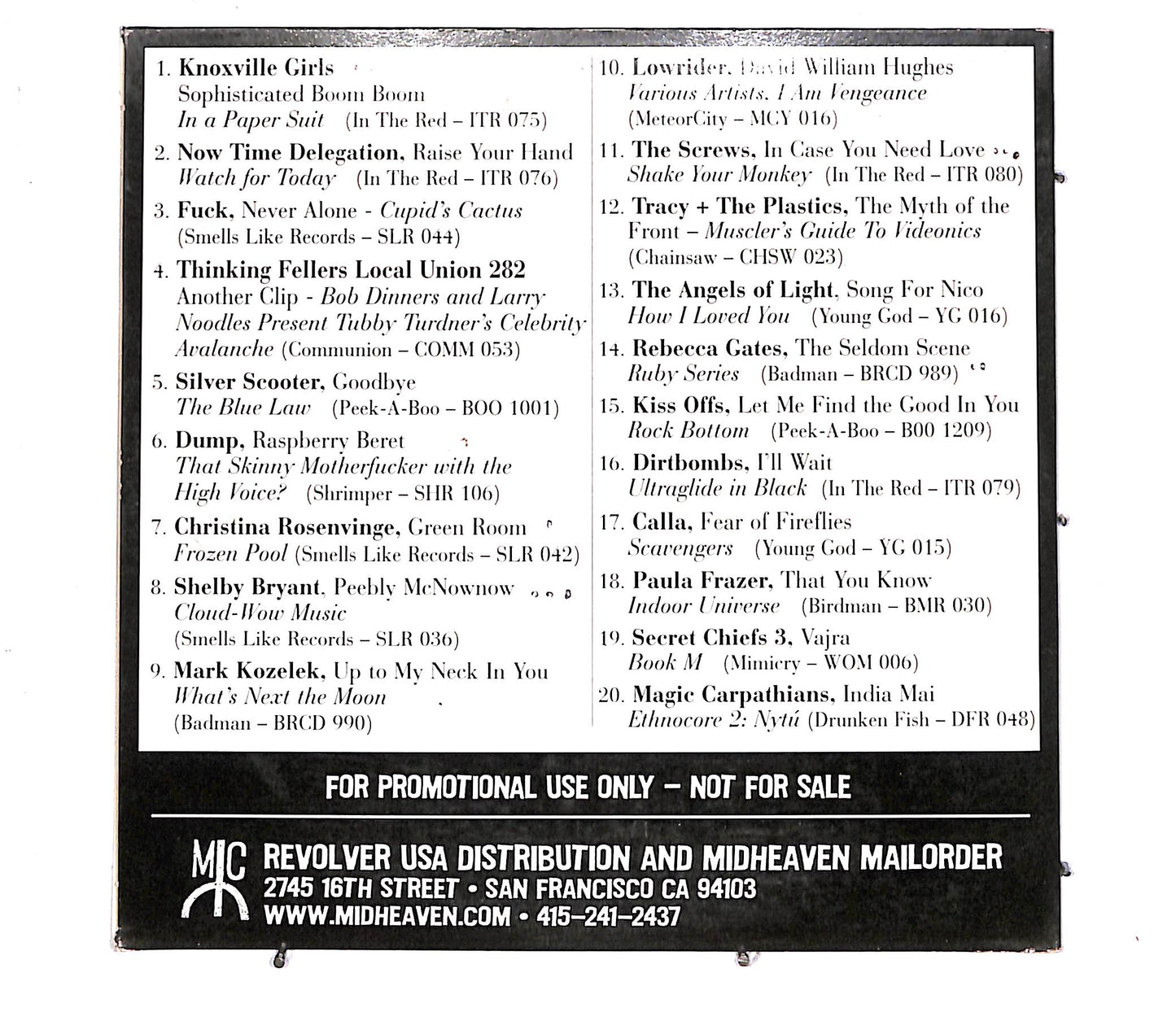 EBOND Various - Revolver USA Sampler Summer 2001 PROMO CD CD061317
