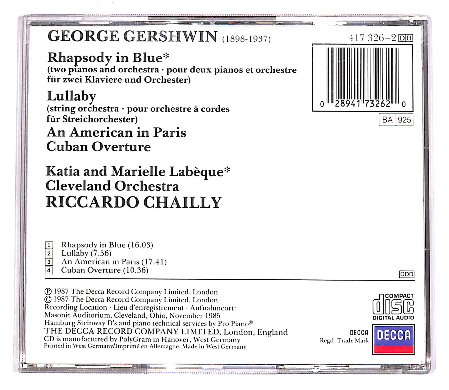 EBOND Gershwin - Rhapsody in Blue - An American In Paris CD CD061624