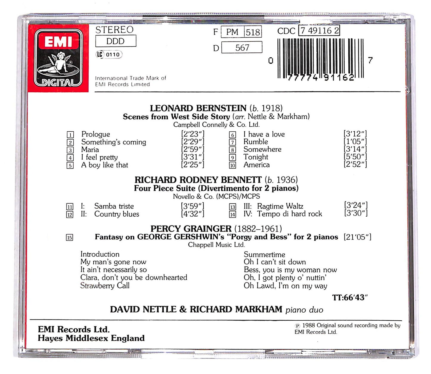 EBOND Bernstein - Gershwin / Grainger - Bennett - David Nettle CD CD061632