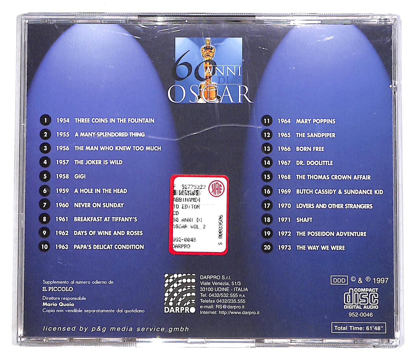 EBOND Various - 60 Anni Di Oscar, Volume 2 EDITORIALE CD CD061636