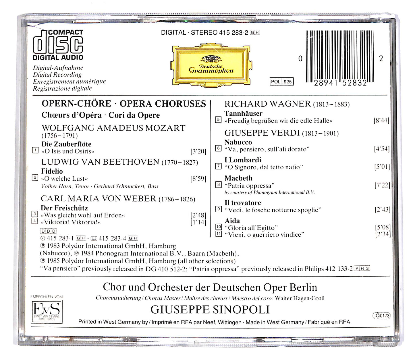 EBOND Opern-Chore - Mozart, Weber, Beethoven, Wagner, Verdi CD CD061645