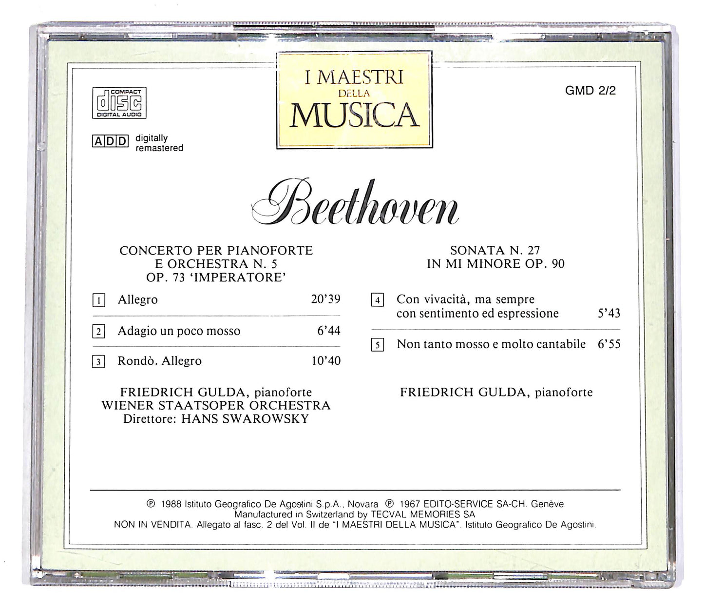 EBOND Beethoven - Concerto N.5 Op.73 - Sonata N.27 Op.90 EDITORIALE CD CD061654