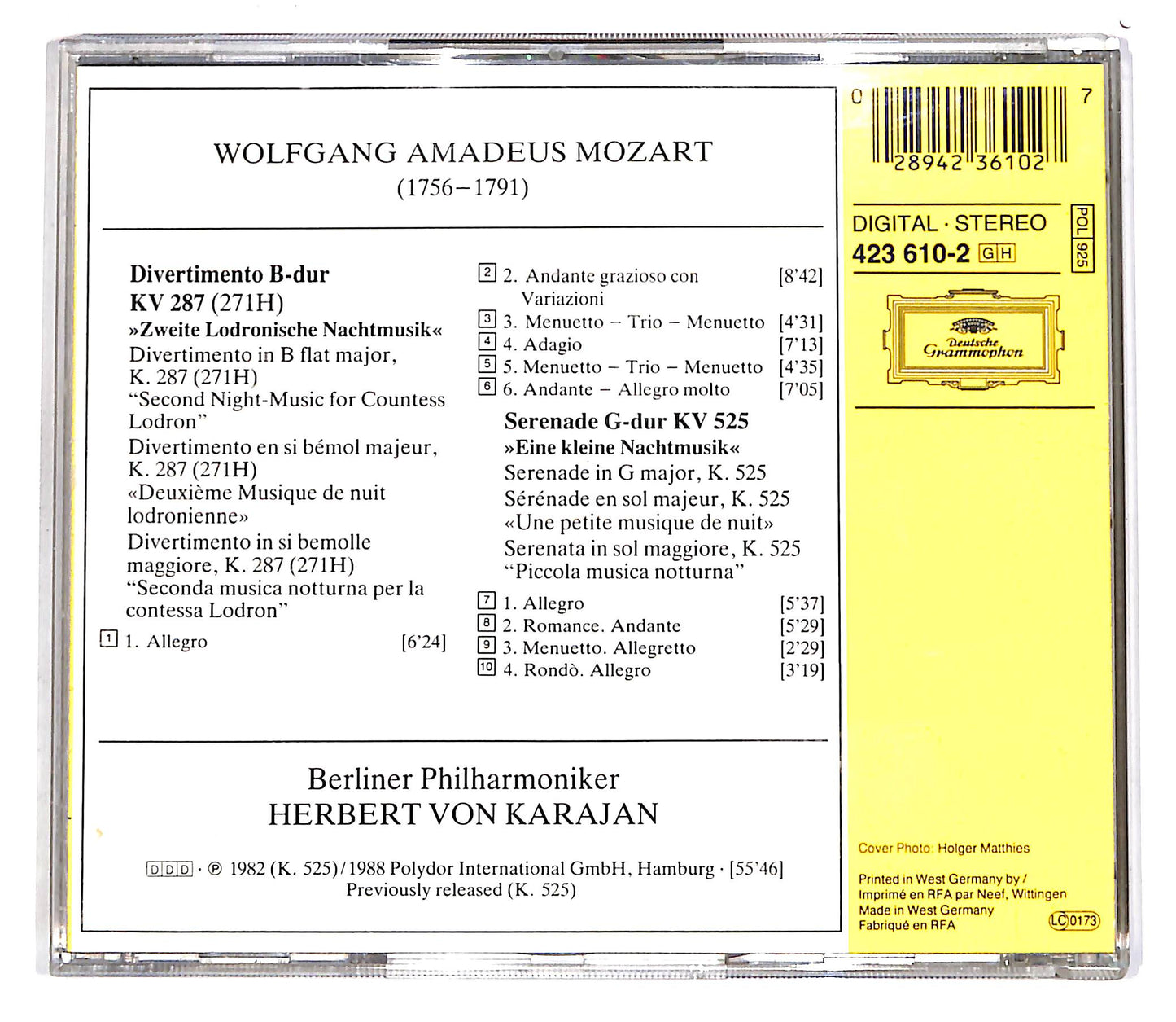 EBOND Mozart - Divertimento KV 287 - Eine Kleine Nachtmusik, Karajan CD CD061707