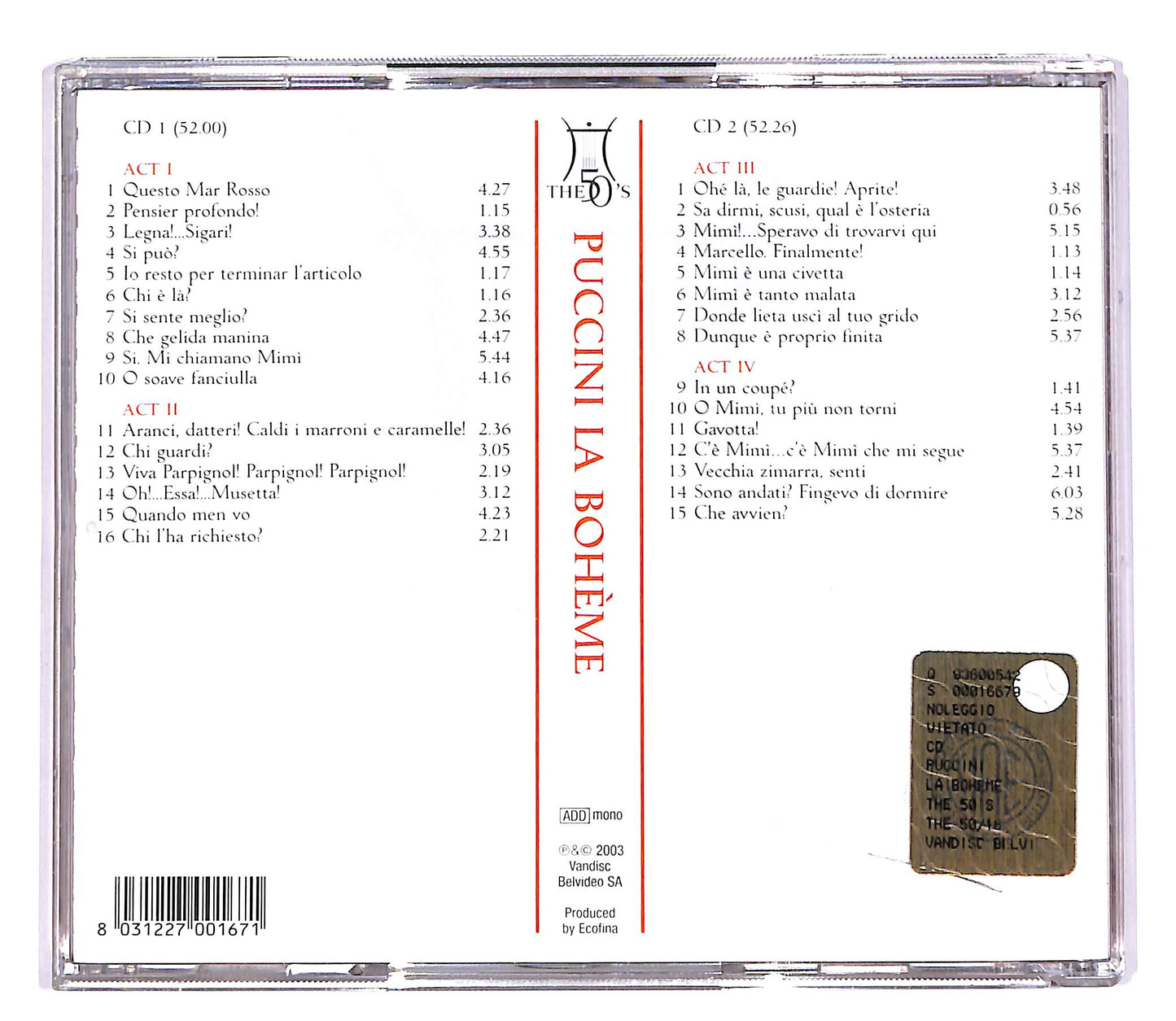 EBOND Puccini - La Boheme CD CD061852
