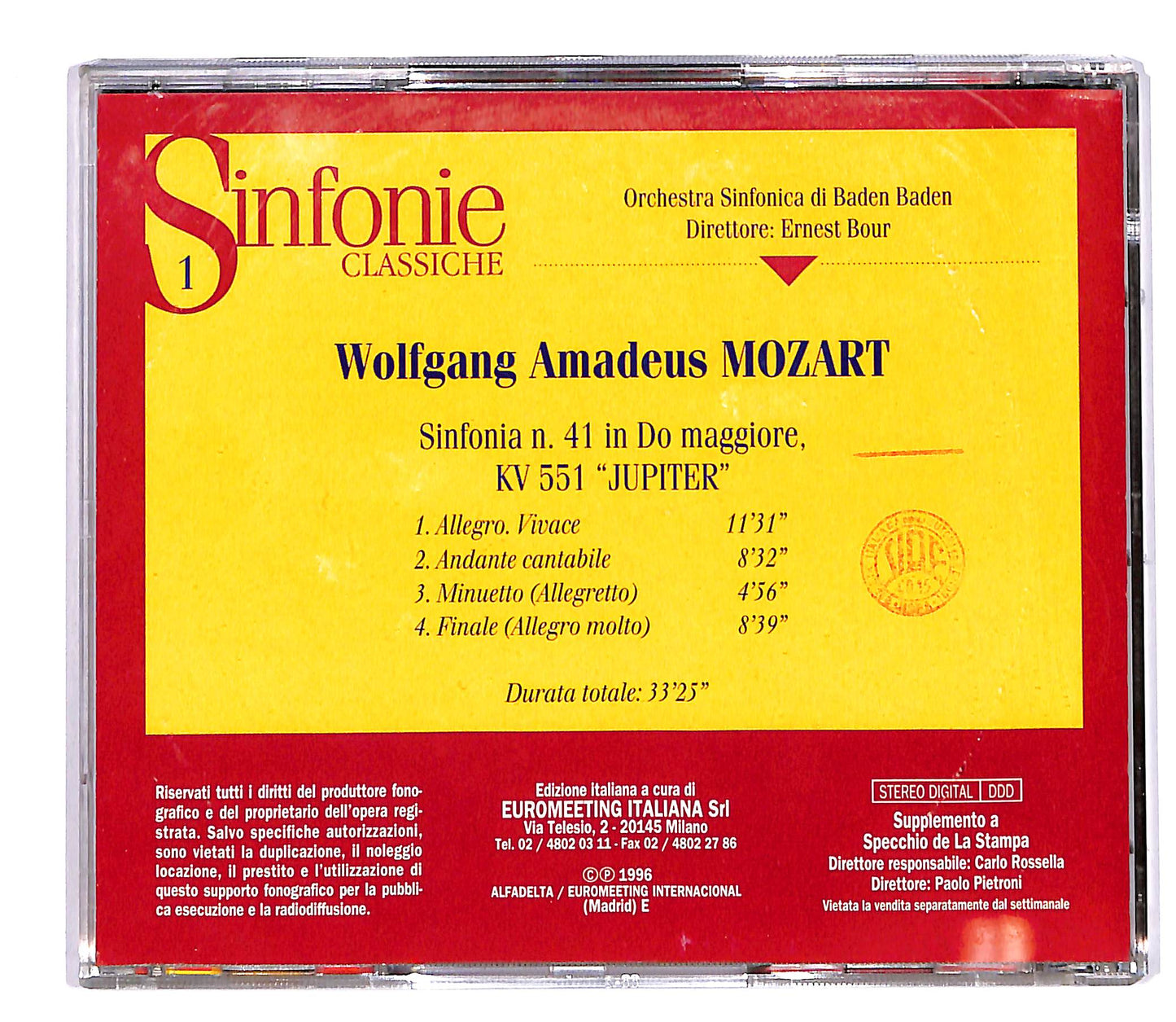 EBOND Mozart - Sinfonia N° 41 In Do Maggiore KV 551 Jupiter CD CD062109