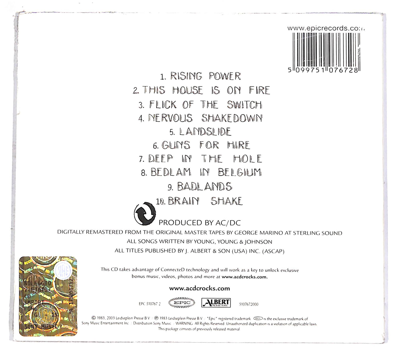 EBOND AC/DC - Flick Of The Switch CD CD062448