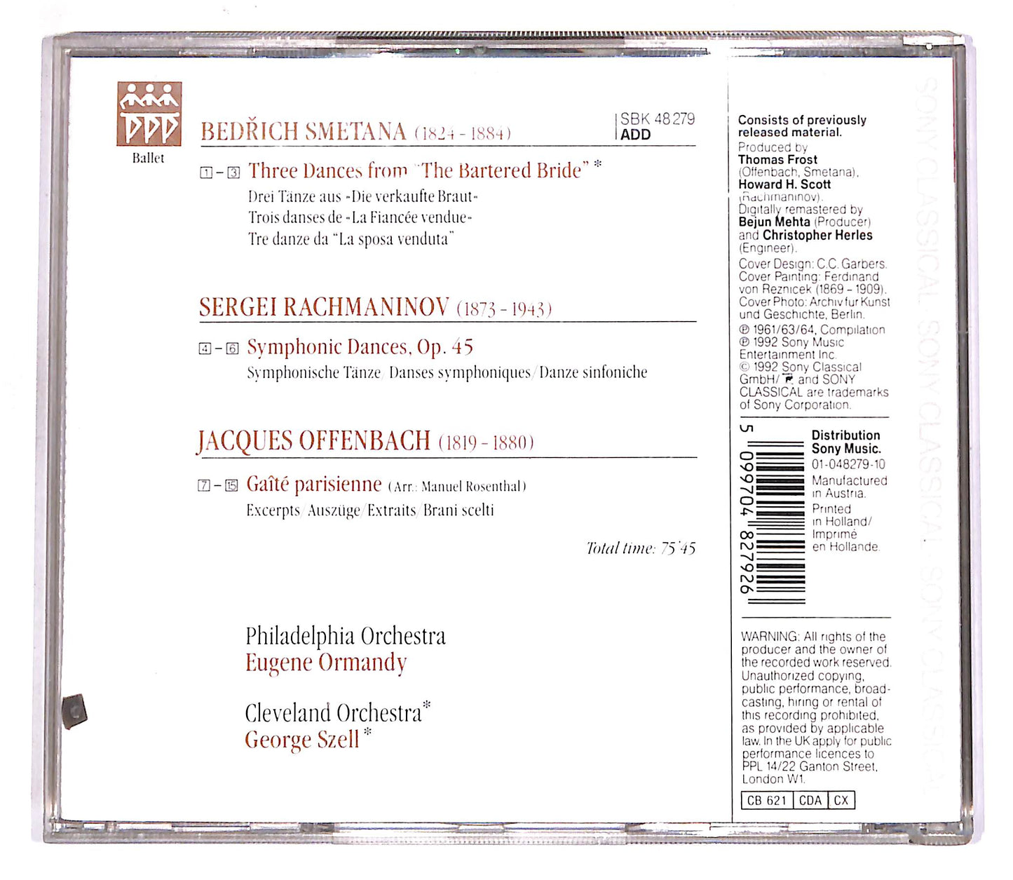 EBOND Ballet Music By Offenbach, Rachmaninov & Smetana - Ormandy CD CD062642