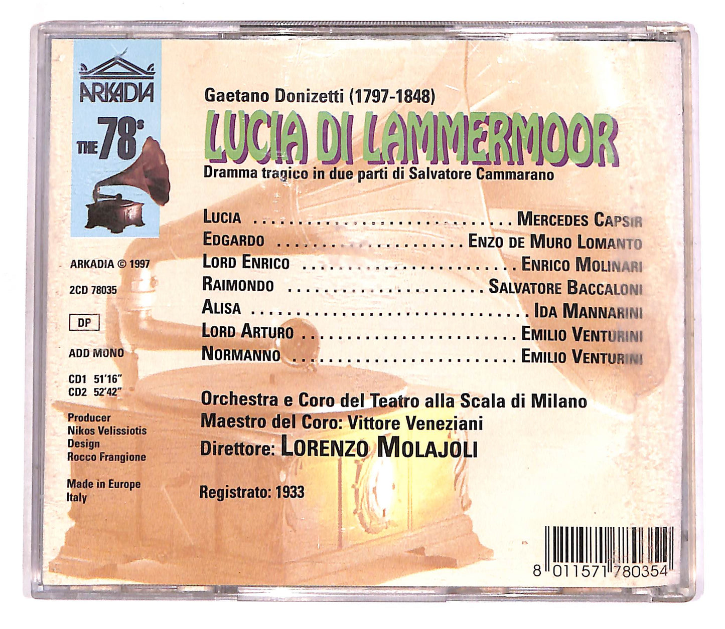 EBOND G. Donizetti - Lucia Di Lammermoor - Lorenzo Molajoli (2 disc) CD CD062745