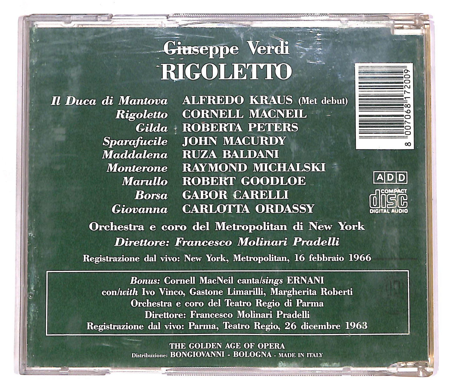 EBOND Verdi - Rigoletto - Macneil, Kraus, Peters (2 dischi) CD CD062746