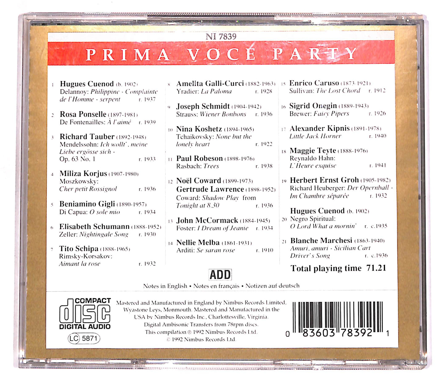EBOND Various - Prima Voce Party CD CD062809