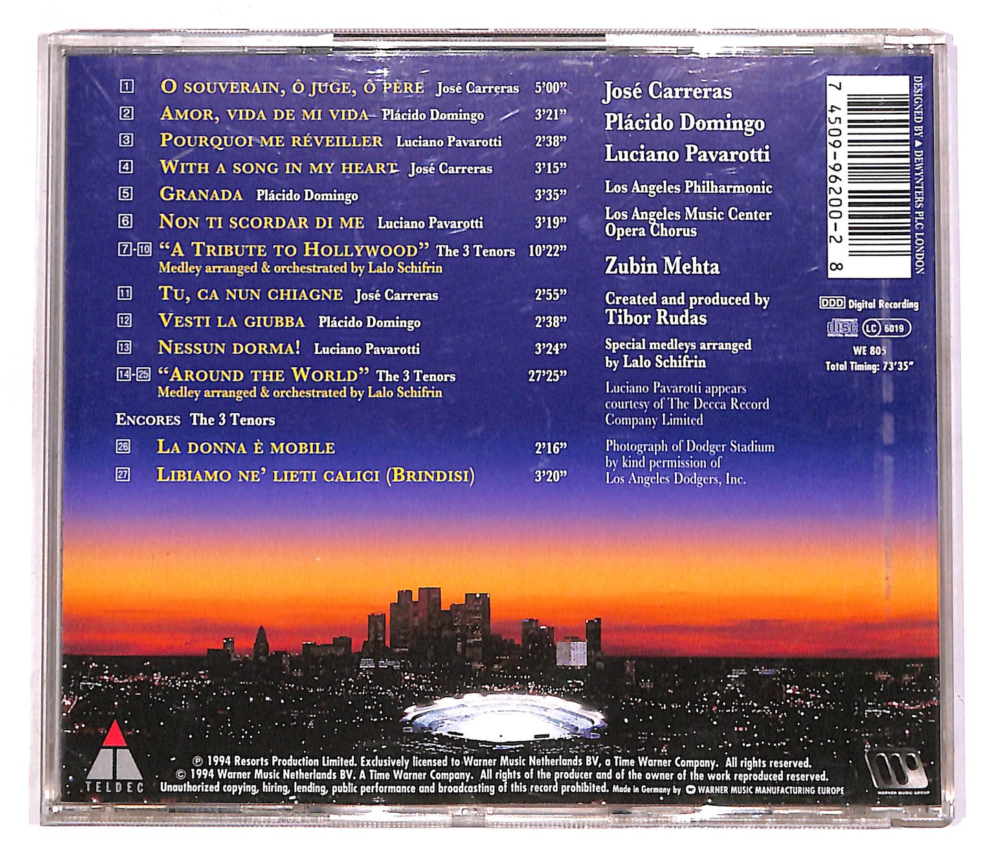 EBOND The 3 Tenors In Concert 1994 - Carreras - Domingo - Pavarotti CD CD062820