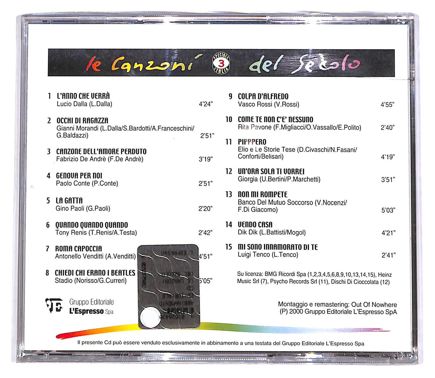EBOND Various - Le Canzoni Del Secolo - Speciale Italia 3 EDITORIALE CD CD062919