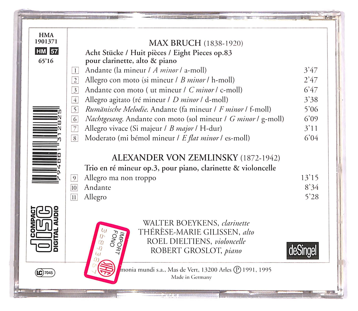 EBOND Bruch, Zemlinsky, Ensemble Walter Boeykens, HMA CD CD063021