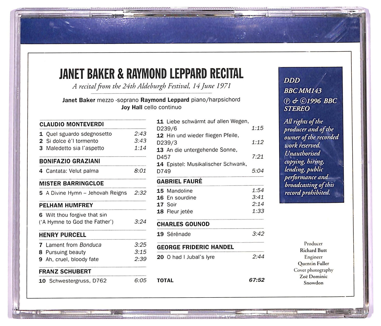 EBOND Baker Leppard - A Recital From The Aldeburgh Festival 1971 EDITORIALE CD CD063239
