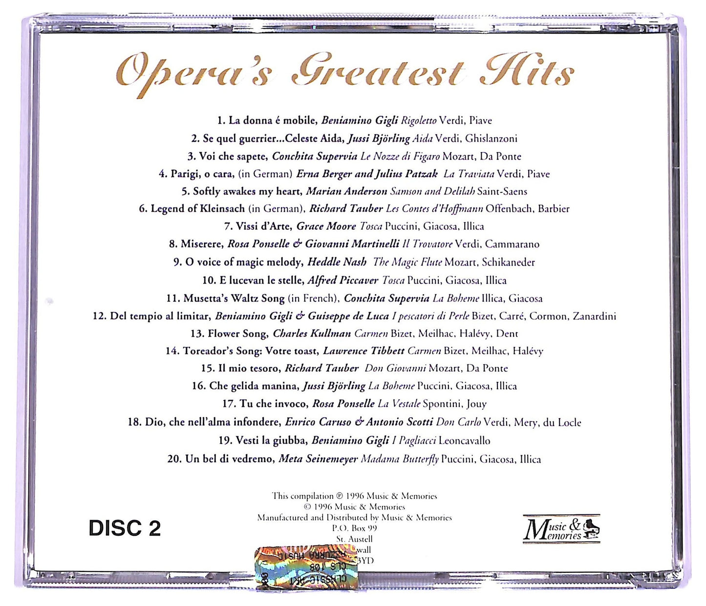EBOND Various - Opera's Greatest Hits disco 2 CD CD063334