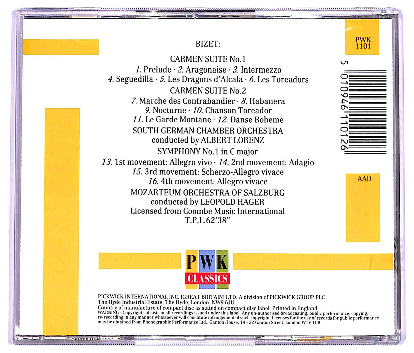 EBOND Bizet - Carmen Suite Nos. 1 & 2 Symphony No.1 in C major CD CD063348