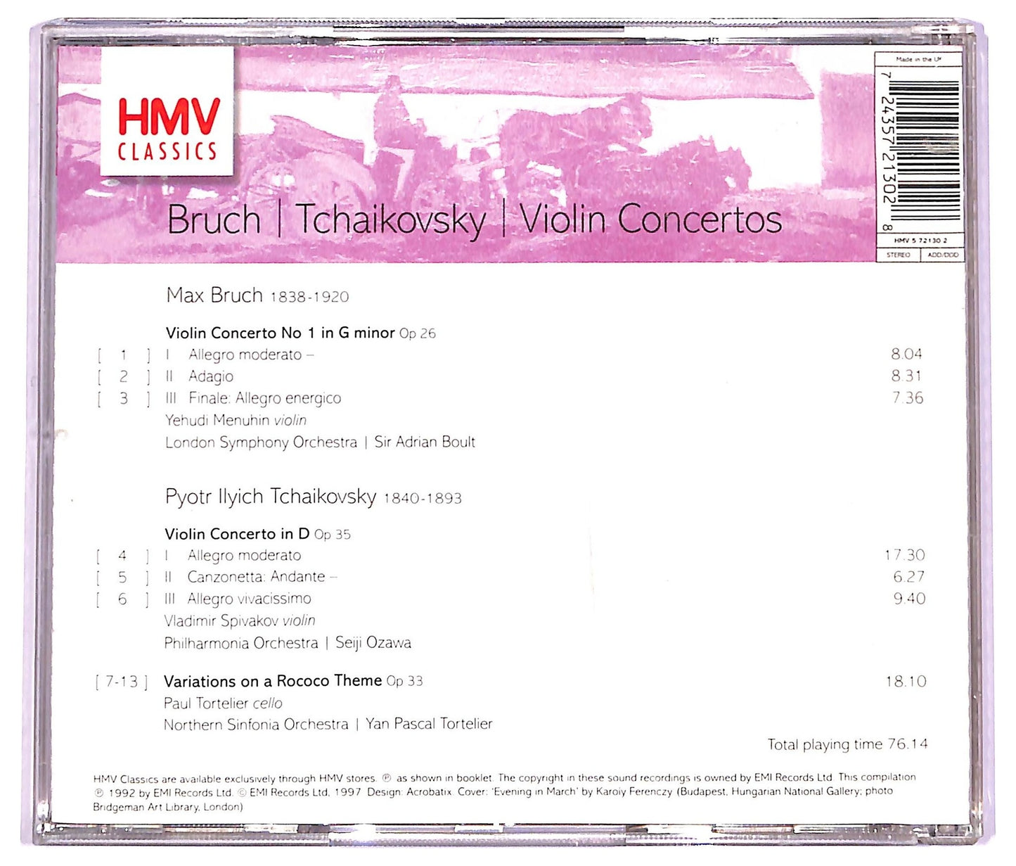 EBOND Bruch Tchaikovsky - Violin Concertos ALBUM JEWEL CASE CD CD063422