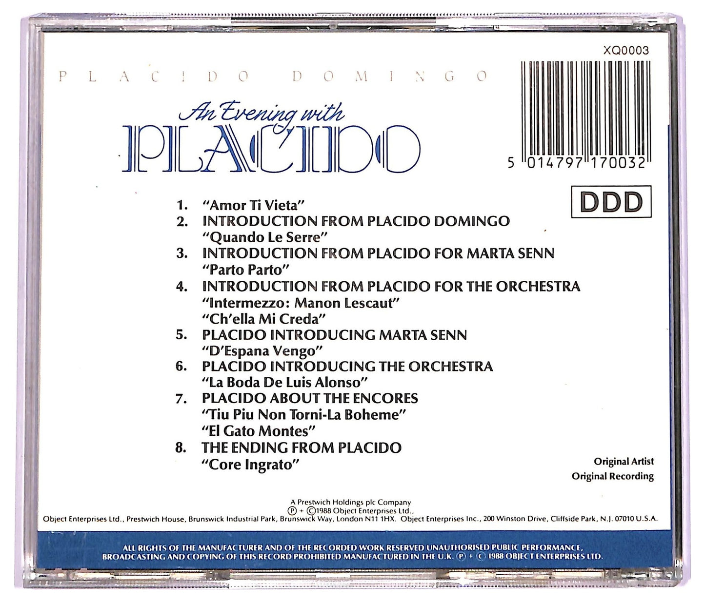 EBOND Placido Domingo - An Evening With Placido CD CD063501