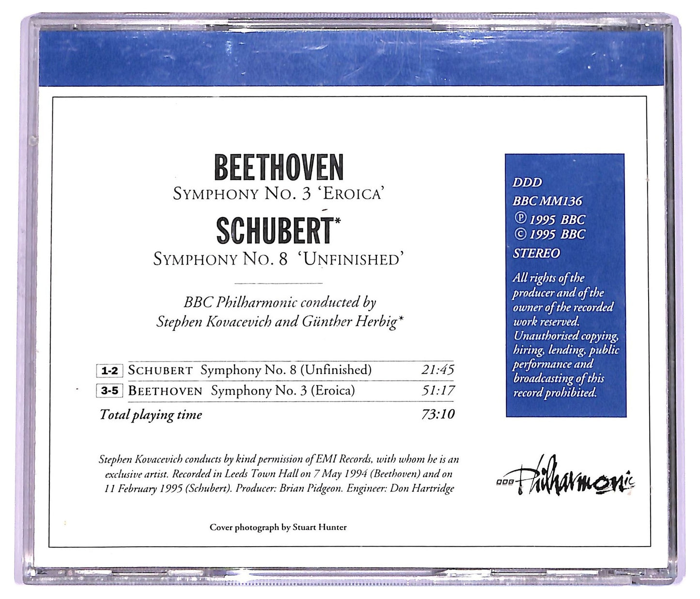 EBOND Beethoven Schubert - Symphony No.3 Eroica Symphony No.8 Unfinished CD CD063565