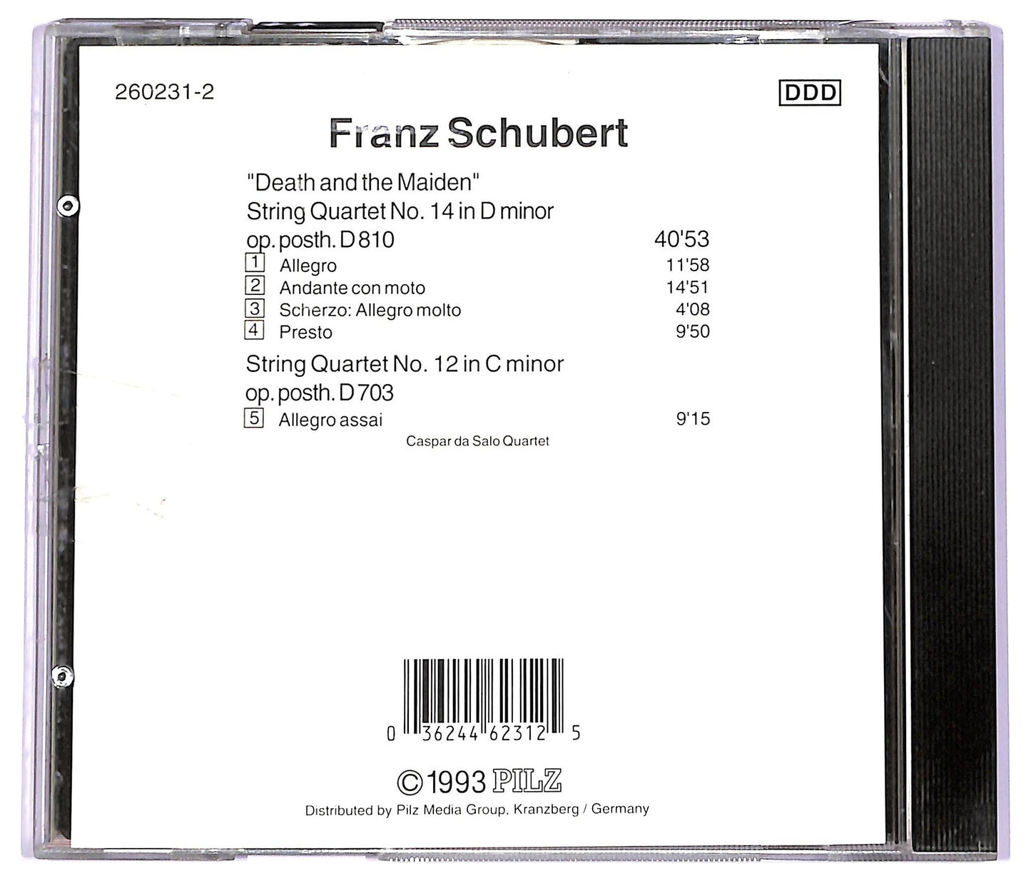 EBOND Franz Schubert Caspar Da Salo Quartett - Franz Schubert String Quartets CD CD063617