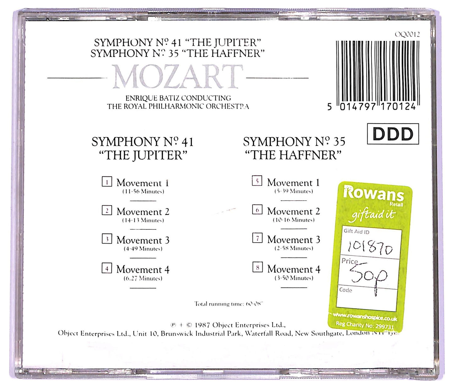 EBOND Mozart - Symphony N° 41 'The Jupiter & Symphony N° 35 'The Haffner CD CD063622