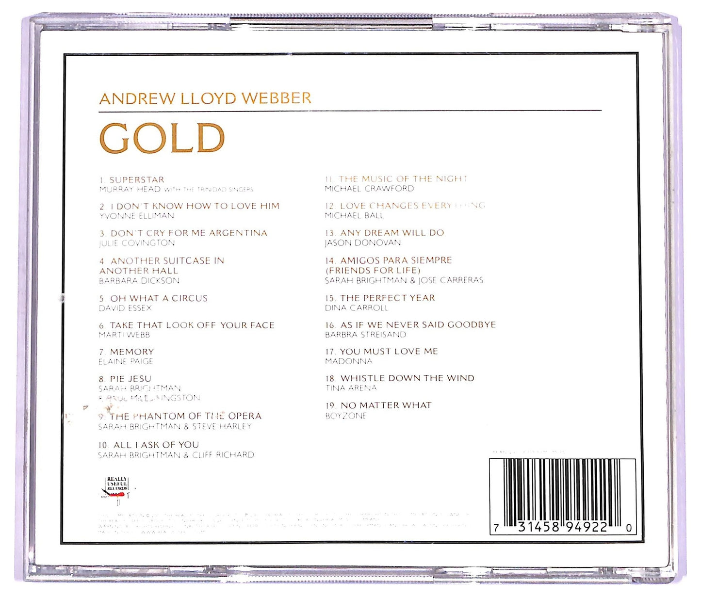 EBOND Andrew Lloyd Webber - Gold - The Definitive Hit Singles Collection CD CD063635
