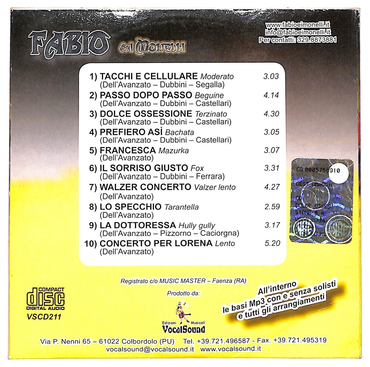 EBOND Fabio & i monelli - dolce ossessione CD CD063762