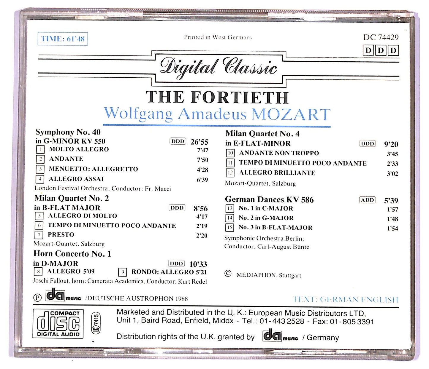 EBOND The Fortieth - Amadeus Mozart CD CD063826