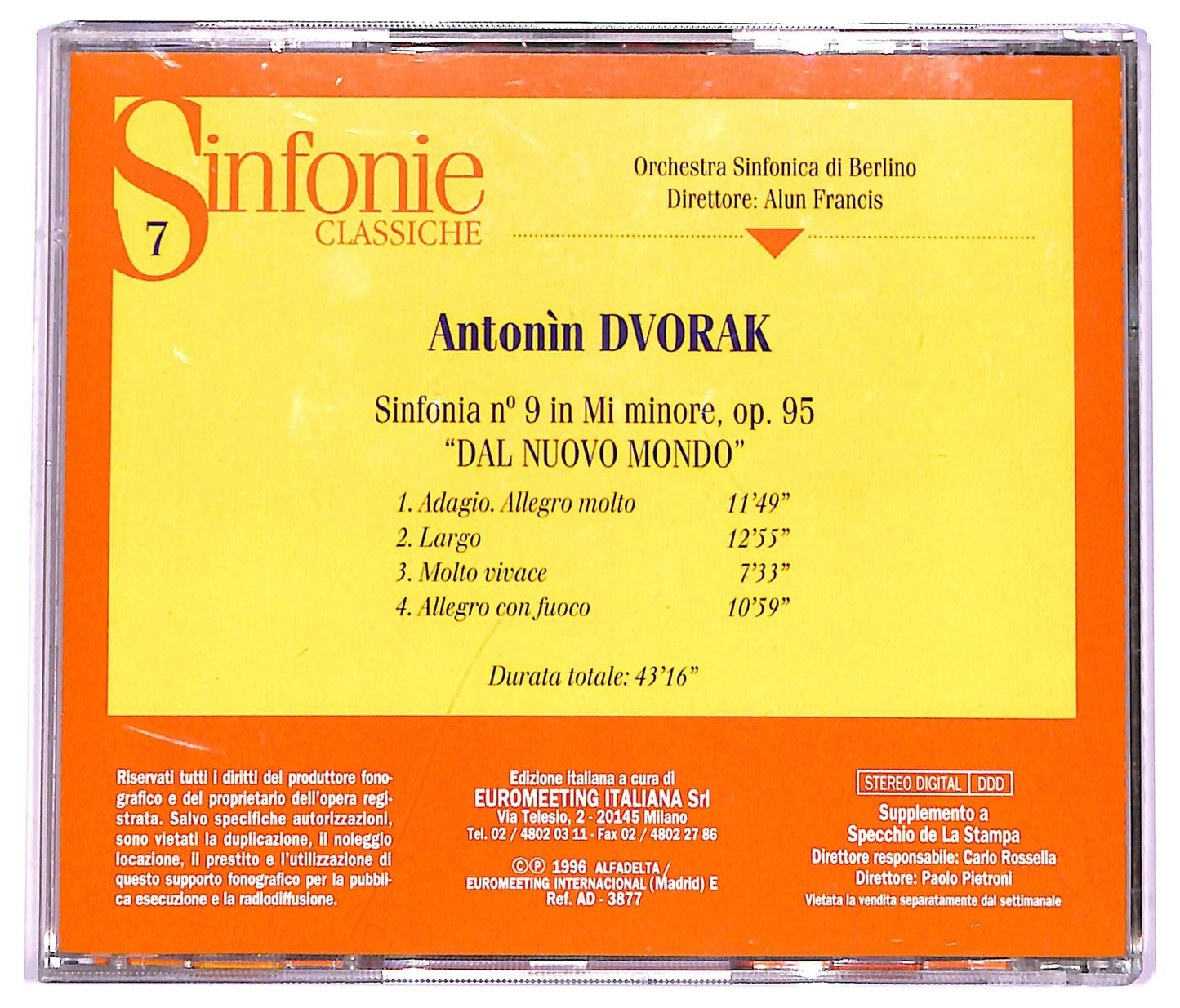 EBOND Dvorak - Sinfonia N° 9 In Mi Minore, Op. 95 Dal Nuovo Mondo CD CD063827