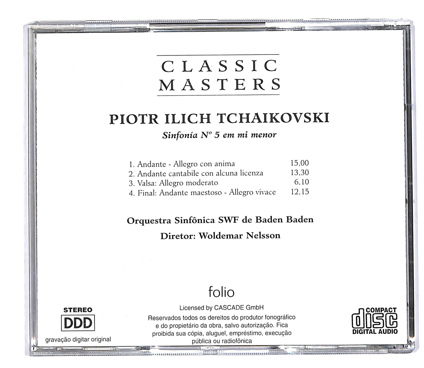 EBOND Piotr Ilich Tchaikovski - Sinfonia N 5 Em Mi Menor EDITORIALE CD CD064433