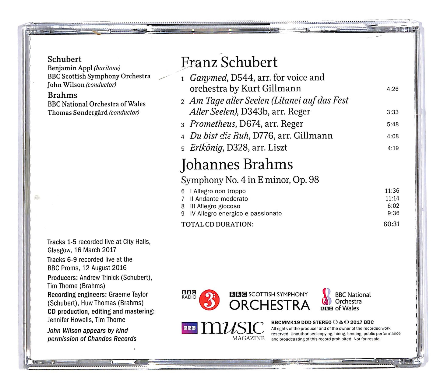EBOND Schubert Lieder - Brahms Symphony No. 4 EDITORIALE CD CD064609
