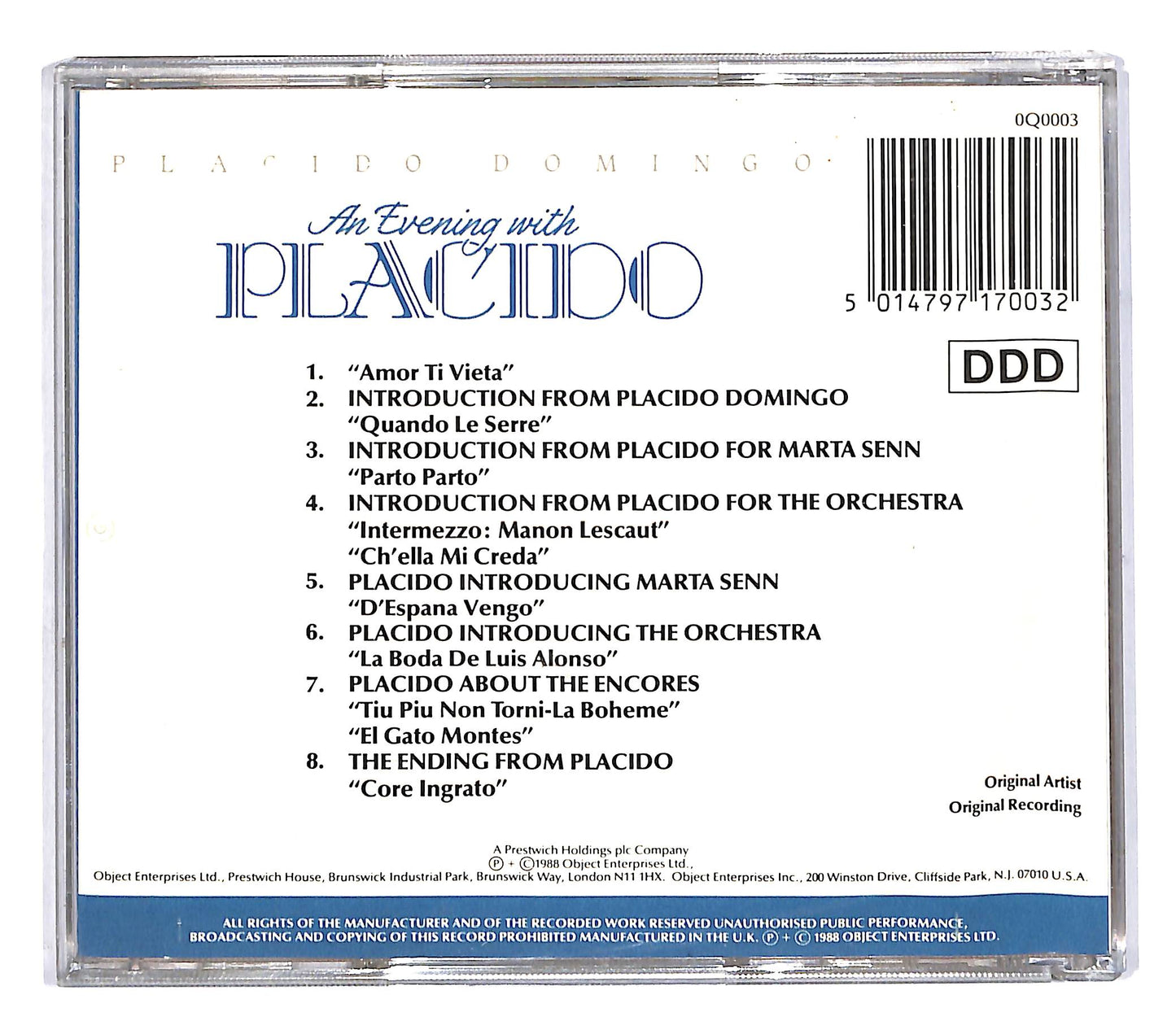 EBOND Placido Domingo - An Evening With Placido CD CD064615