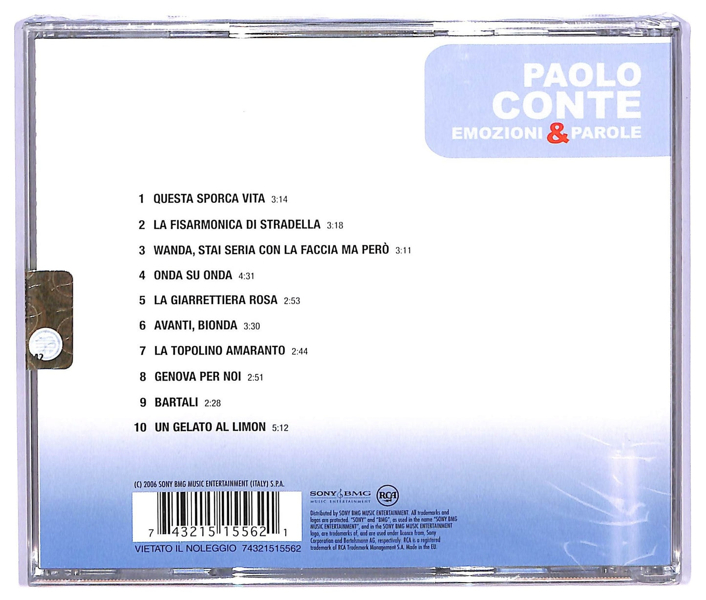 EBOND Paolo Conte - Emozioni & Parole CD CD064840
