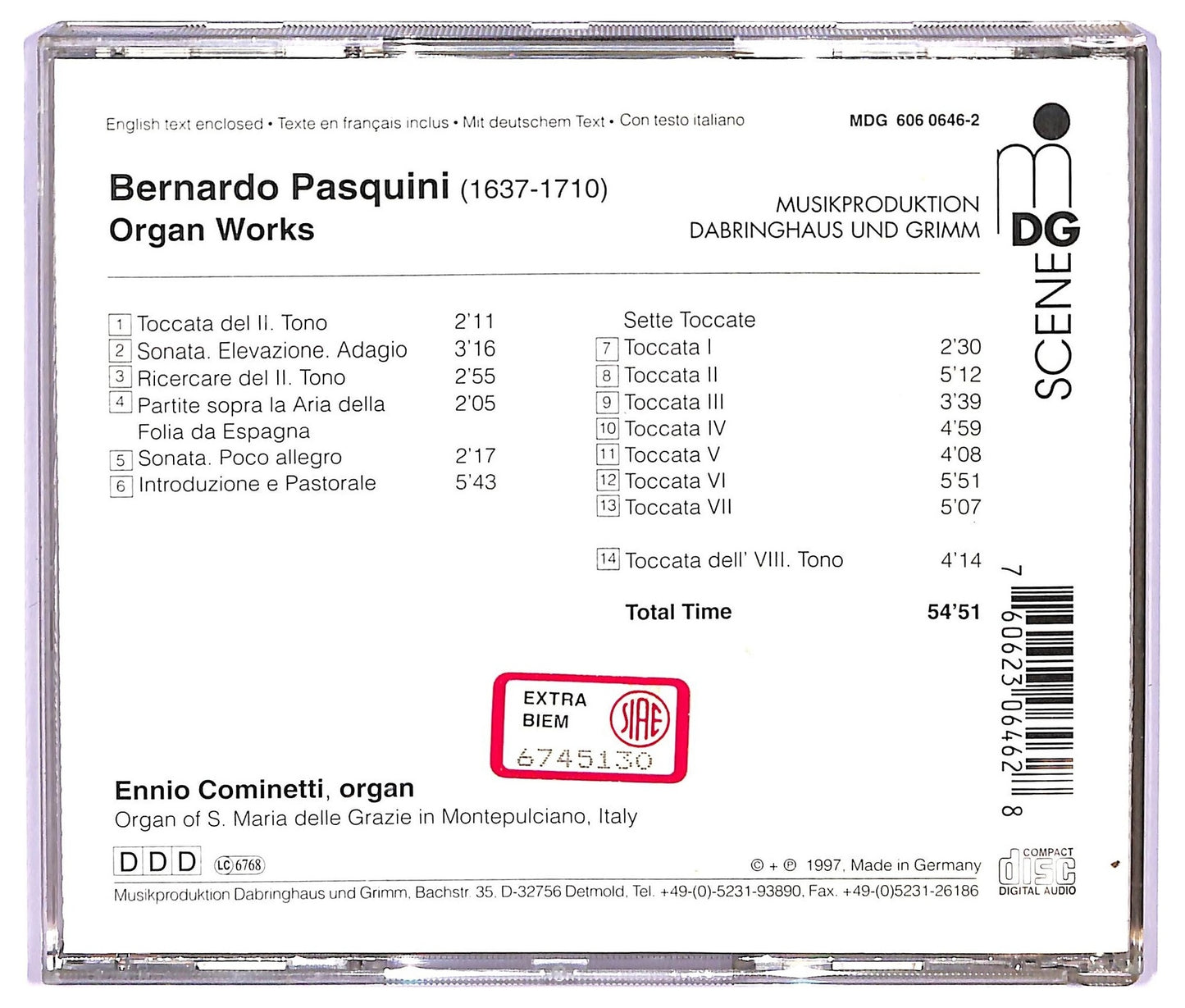 EBOND Bernardo Pasquini - Organ Works CD CD065043