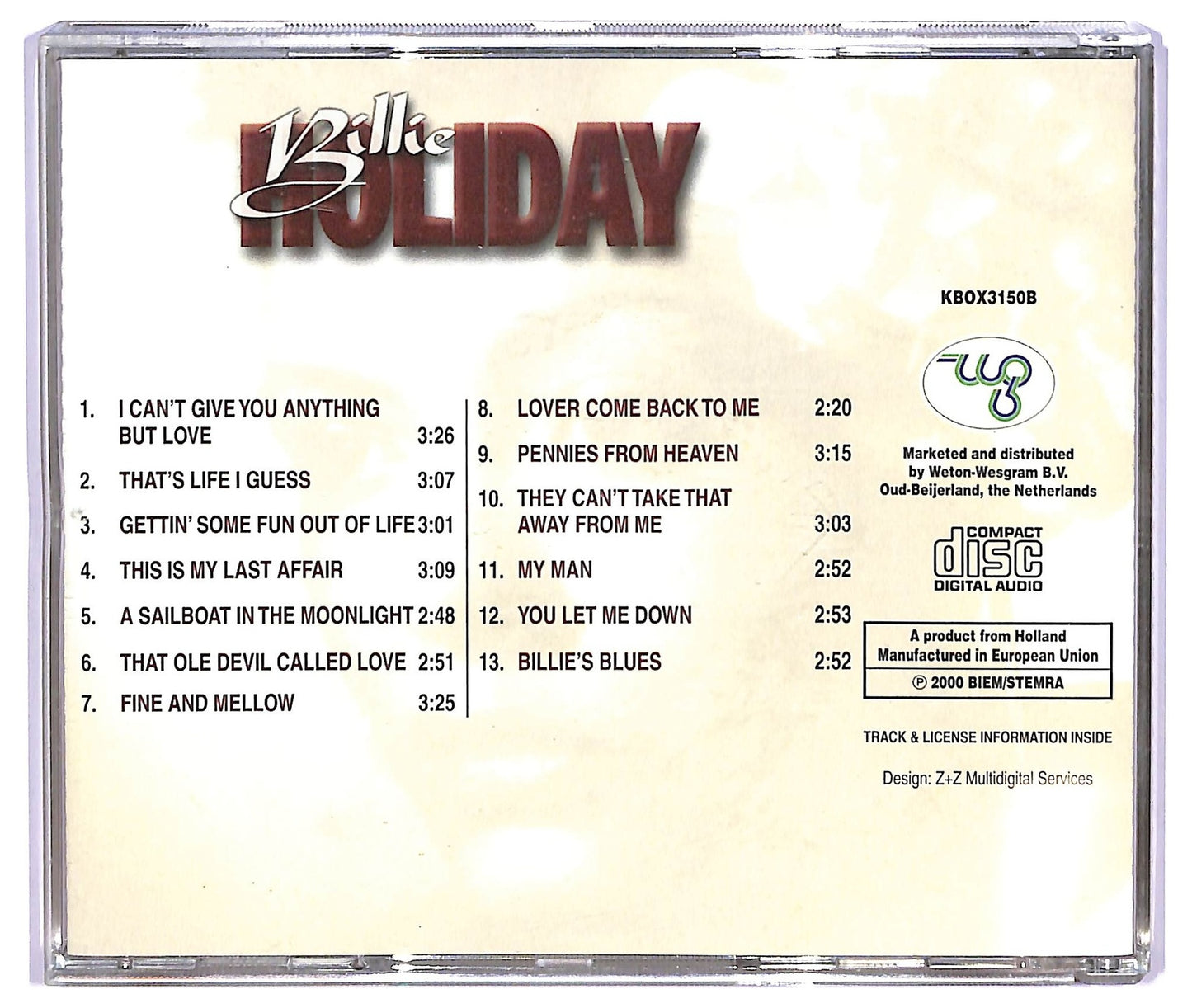 EBOND Billie Holiday - Billie Holiday2 CD CD065107