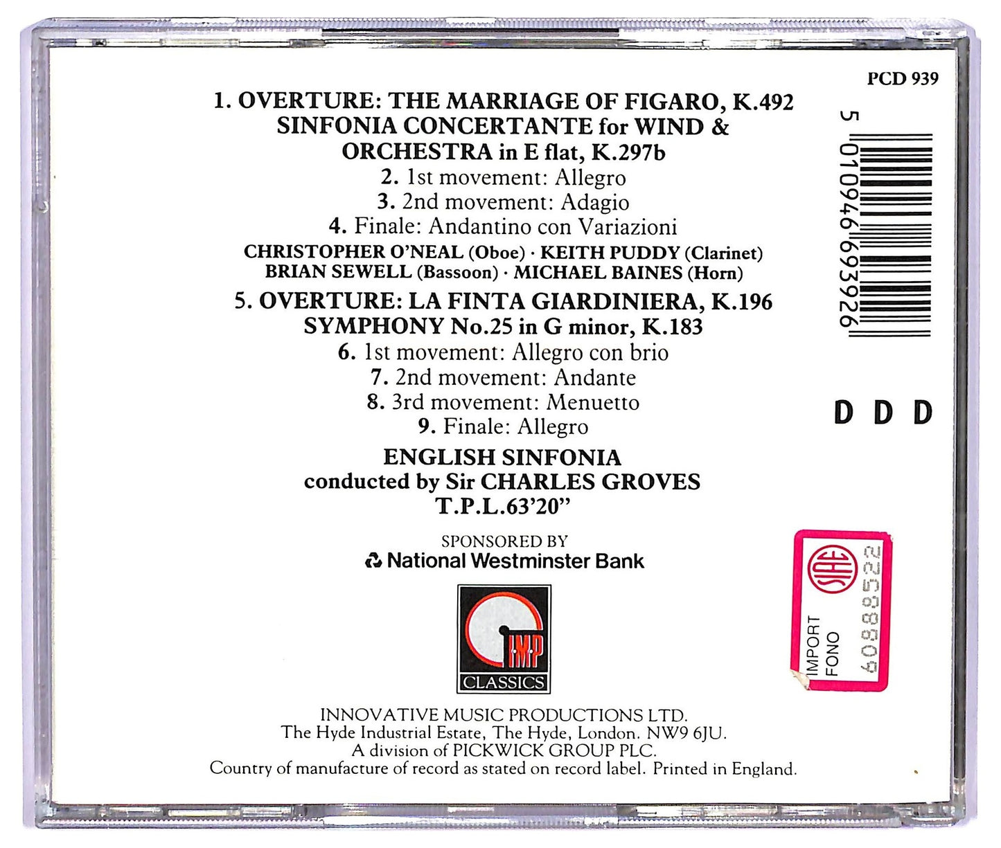 EBOND Mozart - Sinfonia Concertante for Wind and Orchestra K.492 CD CD065109