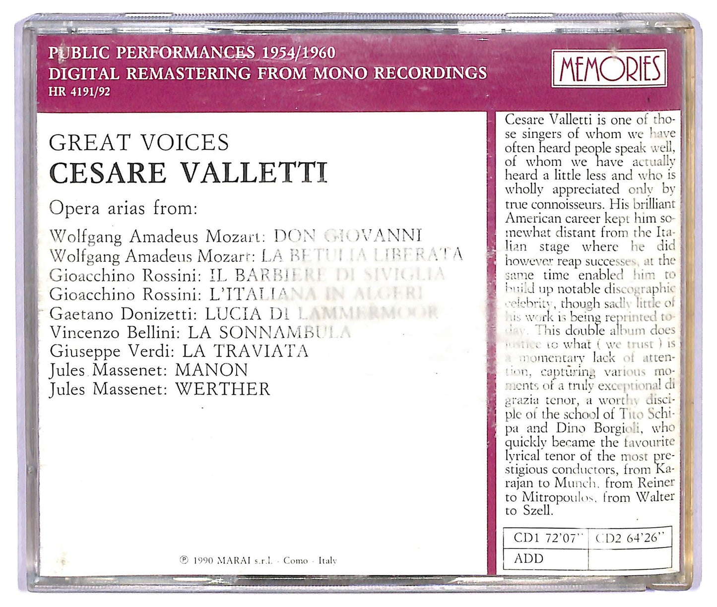 EBOND Cesare Valletti - Great Voices CD CD065118