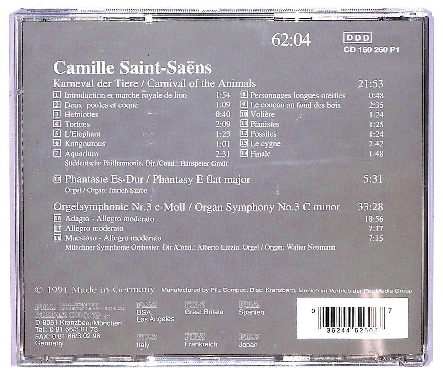 EBOND Camille Saint-Saens - Carnival Of The Animals, Phantasy E Flat Major CD CD065223