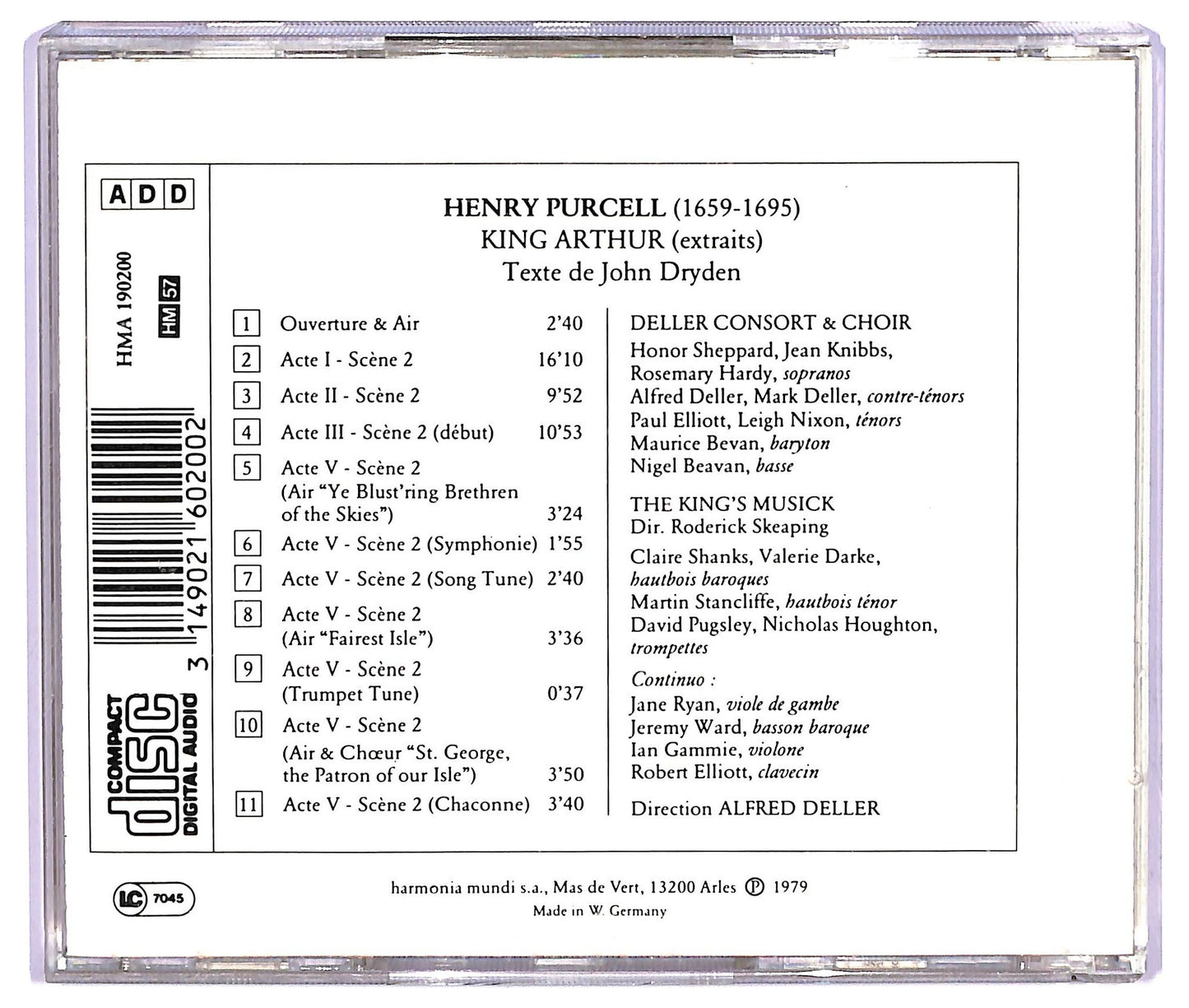 EBOND Purcell - King Arthur (Extraits) CD CD065245