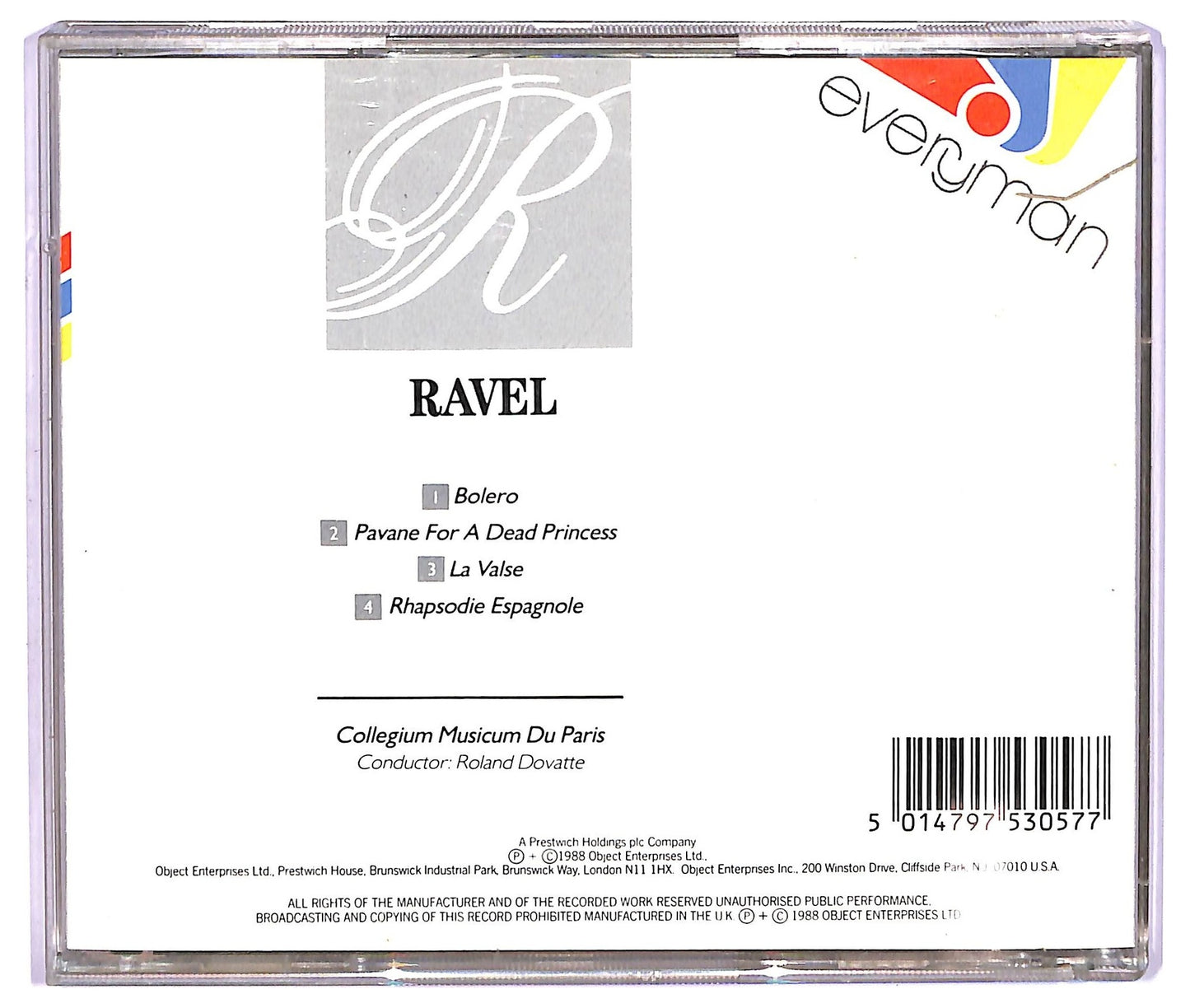 EBOND Ravel , Collegium Musicum Du Paris , Roland Dovatte - Bolero CD CD065250